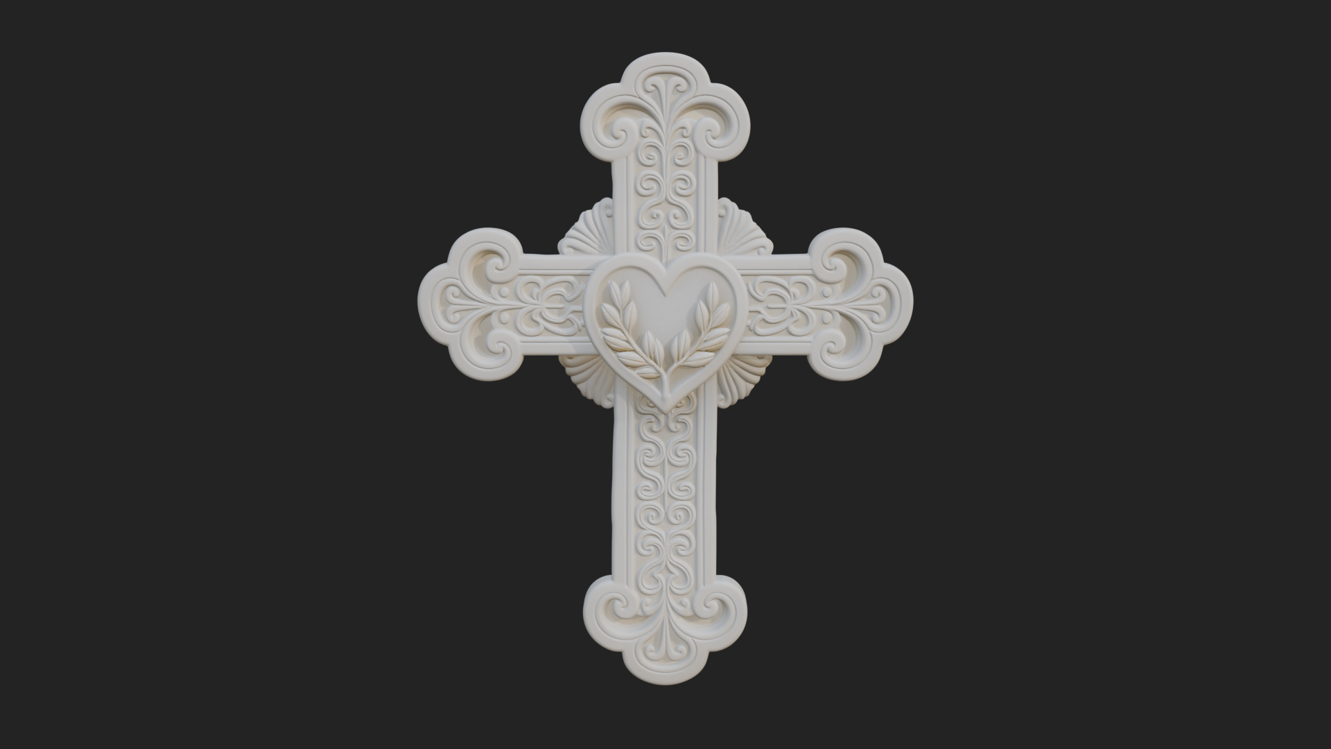 Carved Relief Wall Cross Design 82 3D Print Model 3D Model