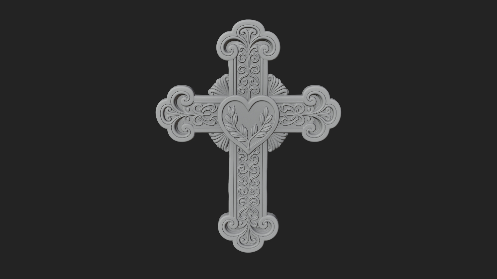 Carved Relief Wall Cross Design 82 3D Print Model 3D Model