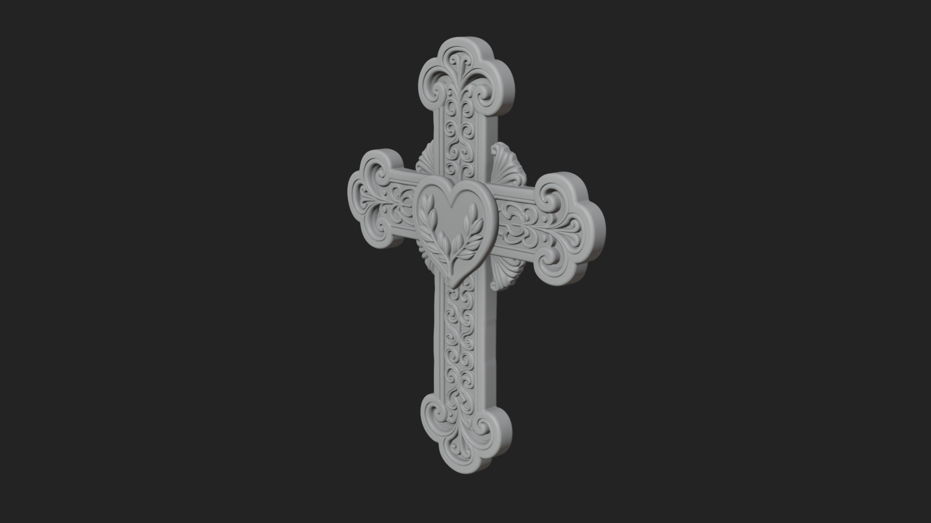 Carved Relief Wall Cross Design 82 3D Print Model 3D Model