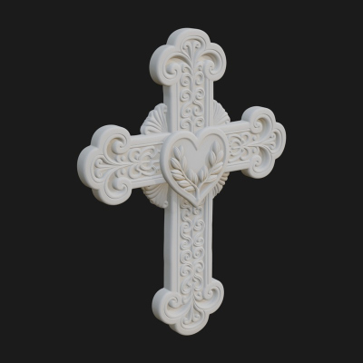 Carved Relief Wall Cross Design 82 3D Print Model