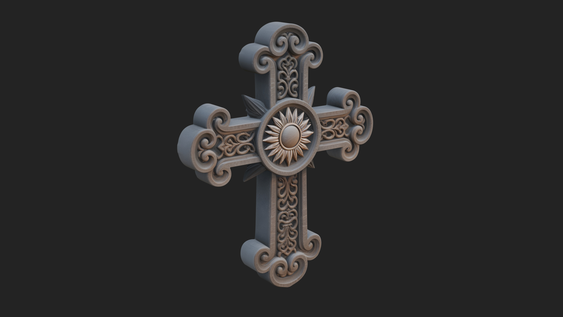 Carved Relief Wall Cross Design 85 3D Print Model 3D Model