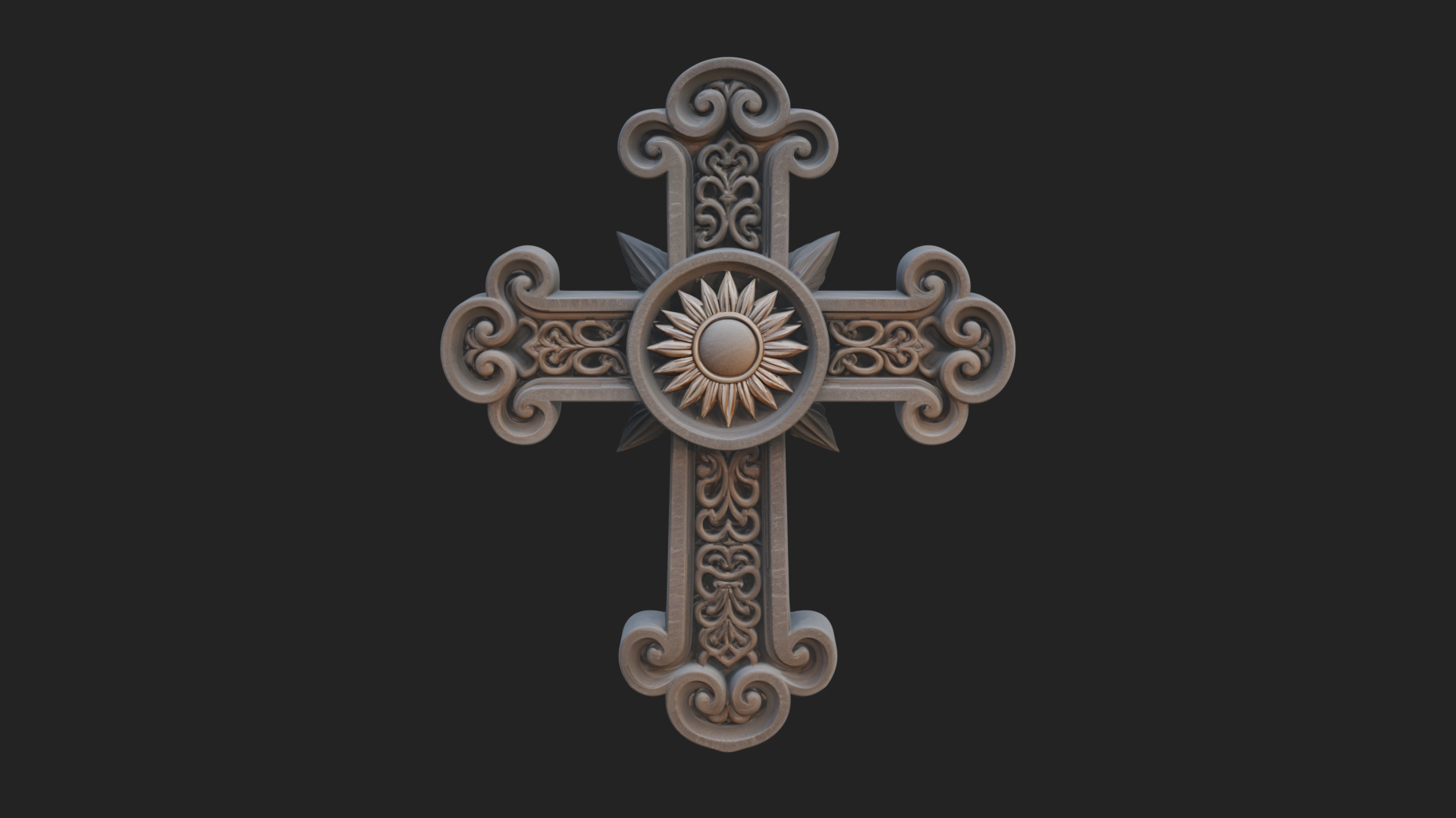 Carved Relief Wall Cross Design 85 3D Print Model 3D Model