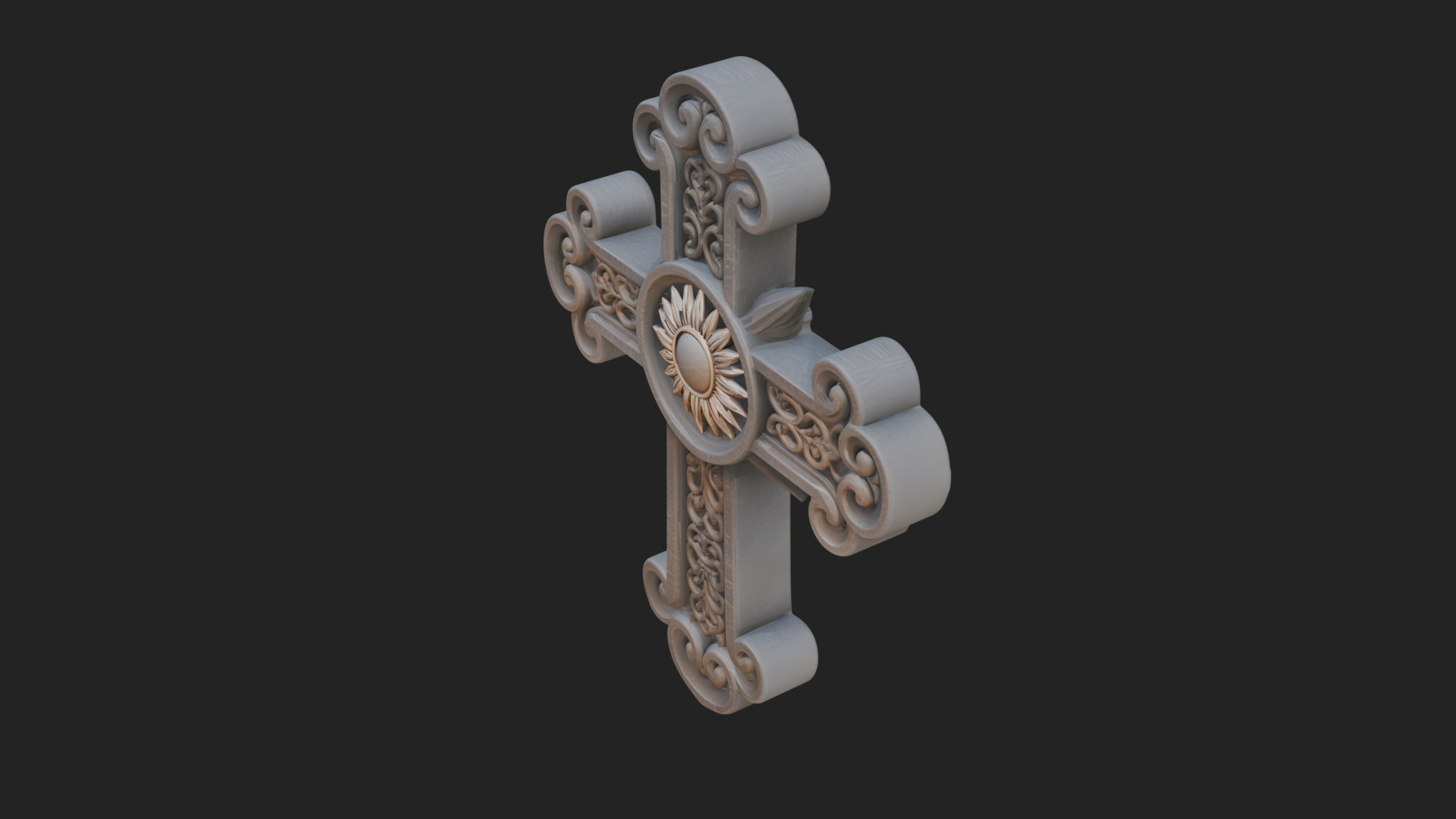 Carved Relief Wall Cross Design 85 3D Print Model 3D Model