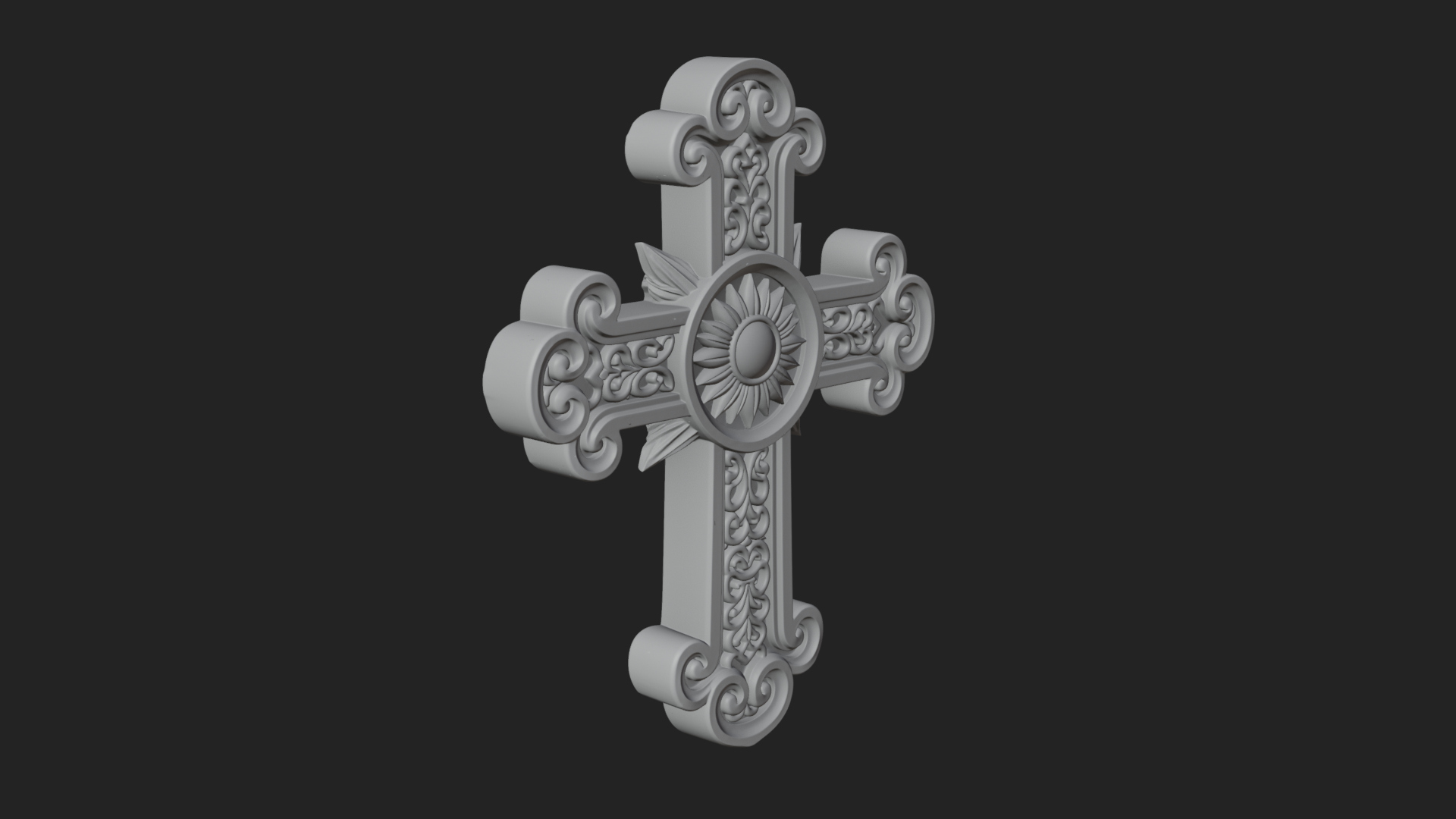 Carved Relief Wall Cross Design 85 3D Print Model 3D Model