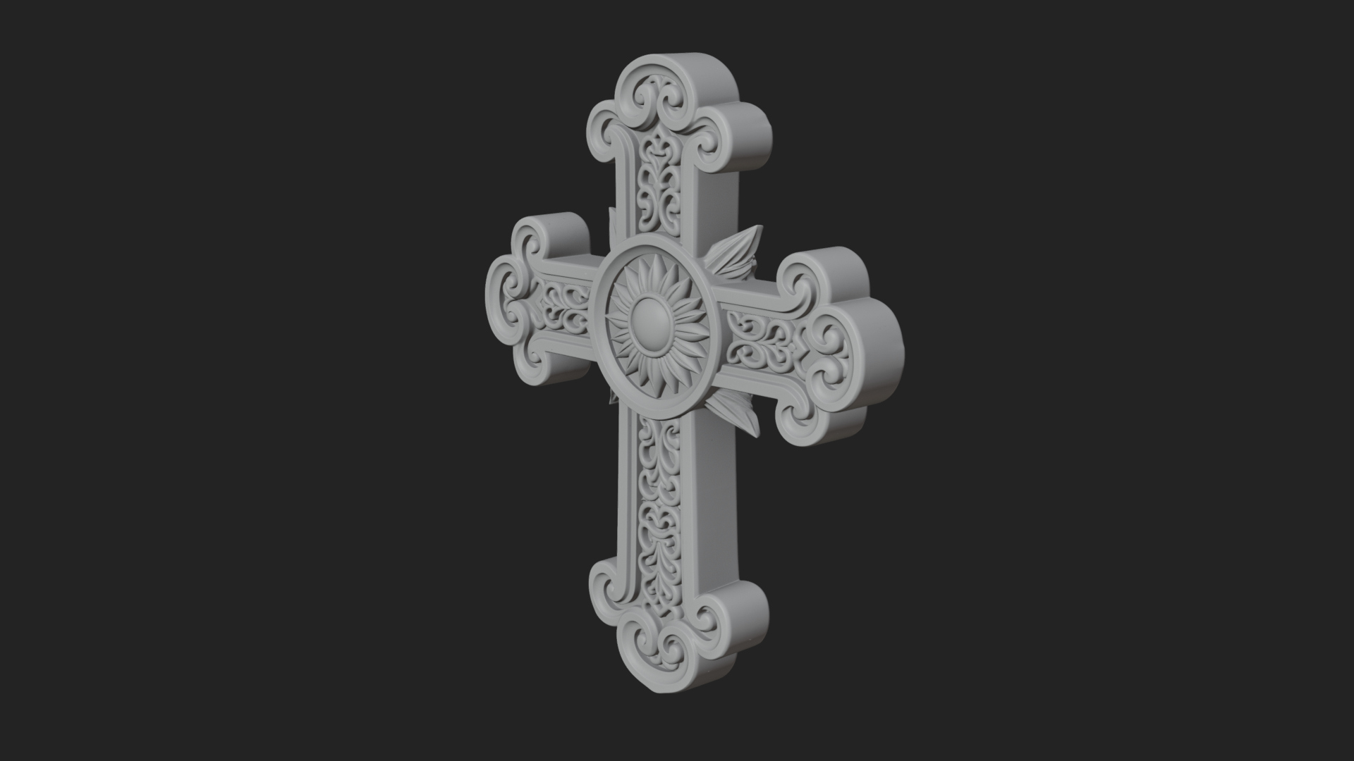 Carved Relief Wall Cross Design 85 3D Print Model 3D Model