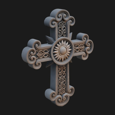 Carved Relief Wall Cross Design 85 3D Print Model