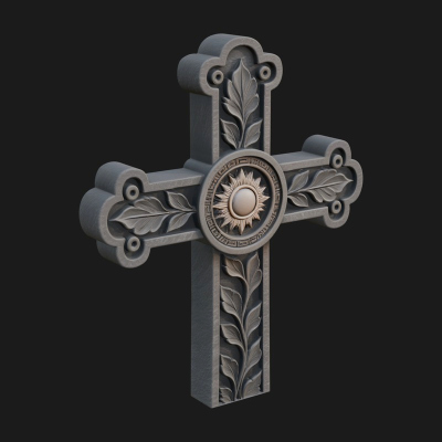 Carved Relief Wall Cross Design 88 3D Print Model