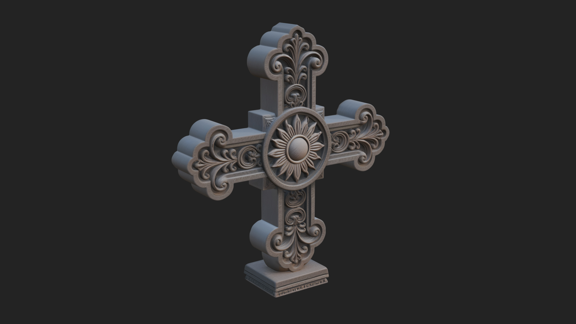 Carved Relief Wall Cross Design 89 3D Print Model 3D Model
