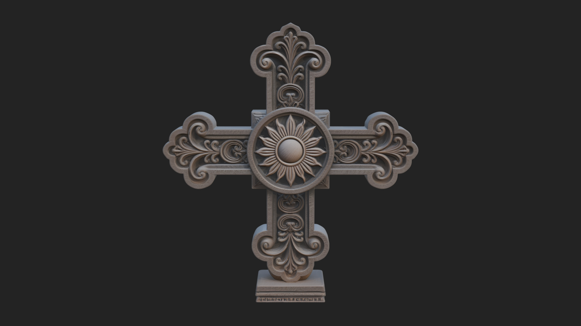 Carved Relief Wall Cross Design 89 3D Print Model 3D Model