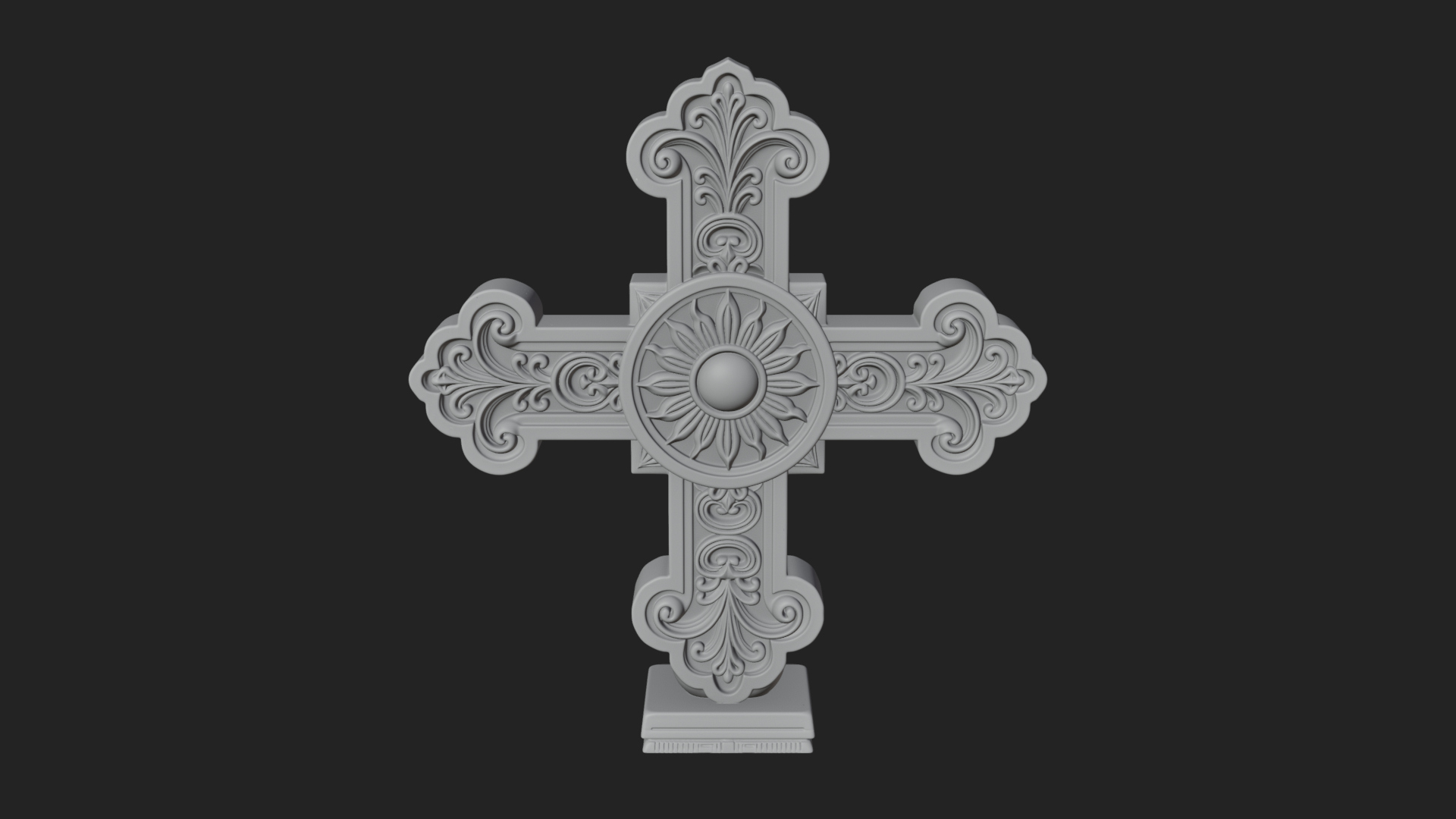 Carved Relief Wall Cross Design 89 3D Print Model 3D Model