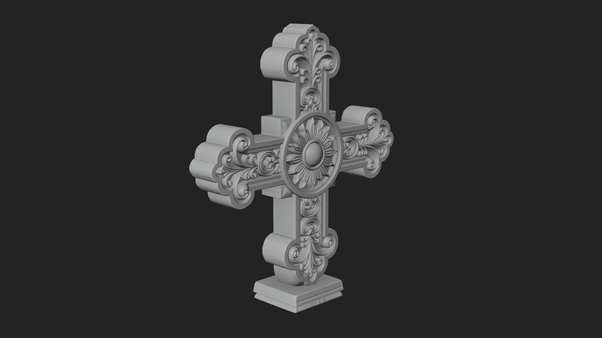 Carved Relief Wall Cross Design 89 3D Print Model 3D Model