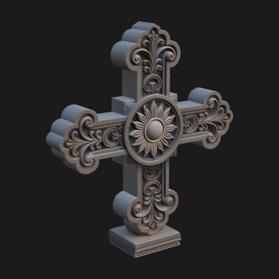 Carved Relief Wall Cross Design 89 3D Print Model