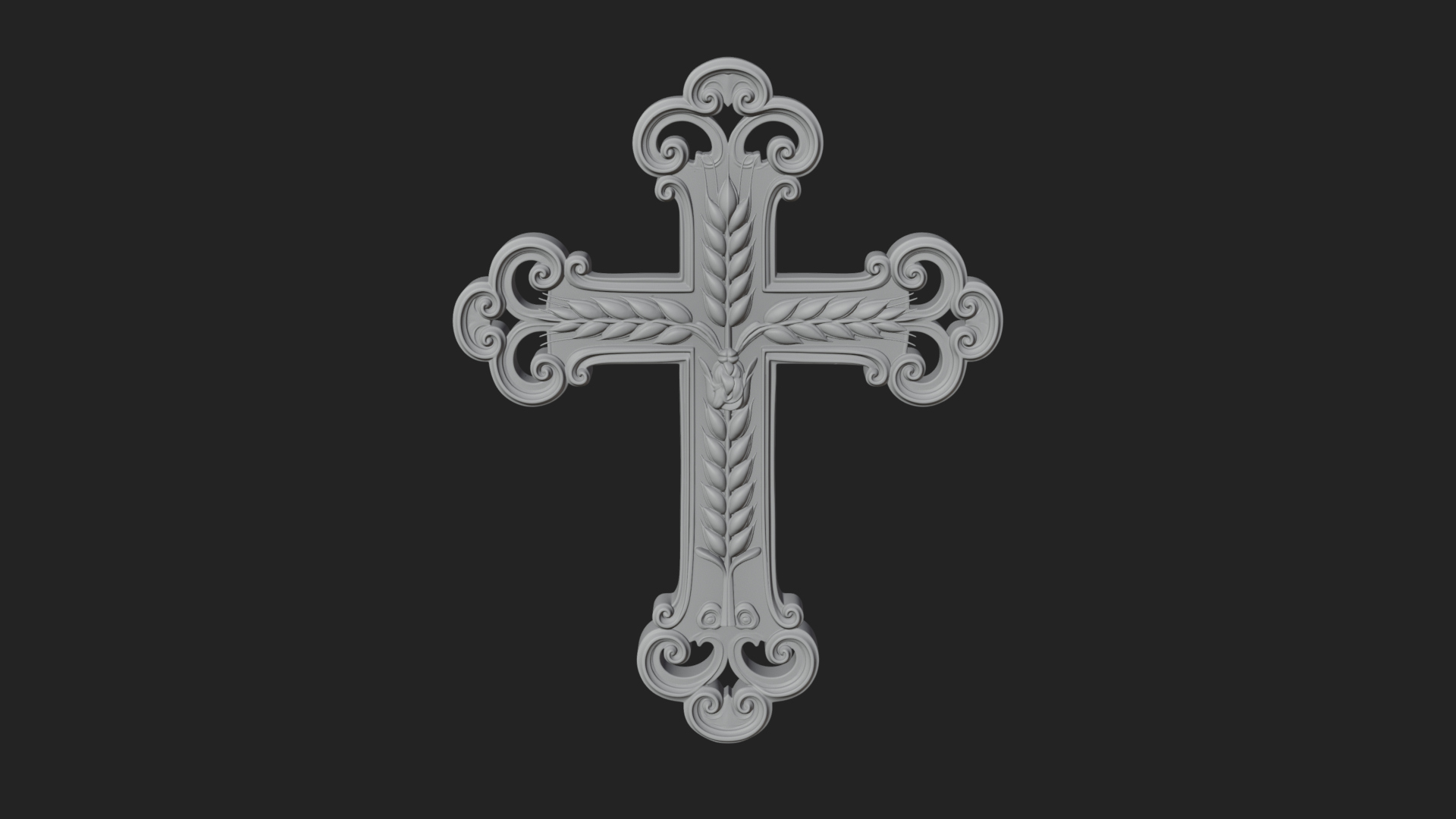Carved Relief Wall Cross Design 9 3D Print Model 3D Model