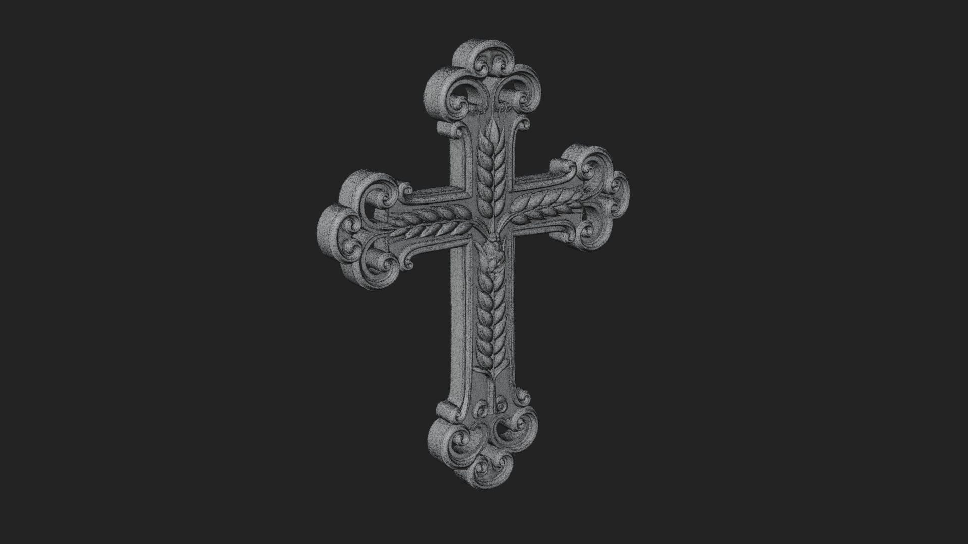 Carved Relief Wall Cross Design 9 3D Print Model 3D Model