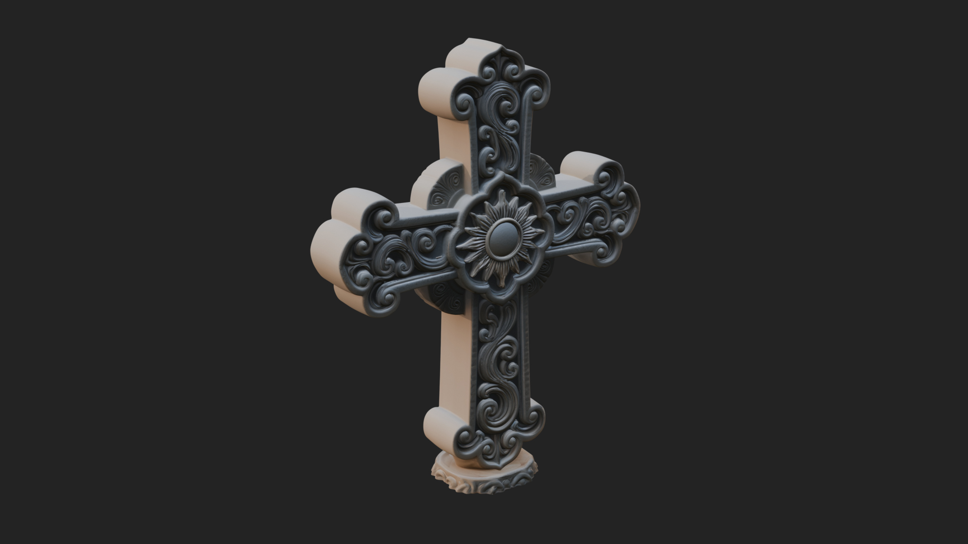 Carved Relief Wall Cross Design 92 3D Print Model 3D Model