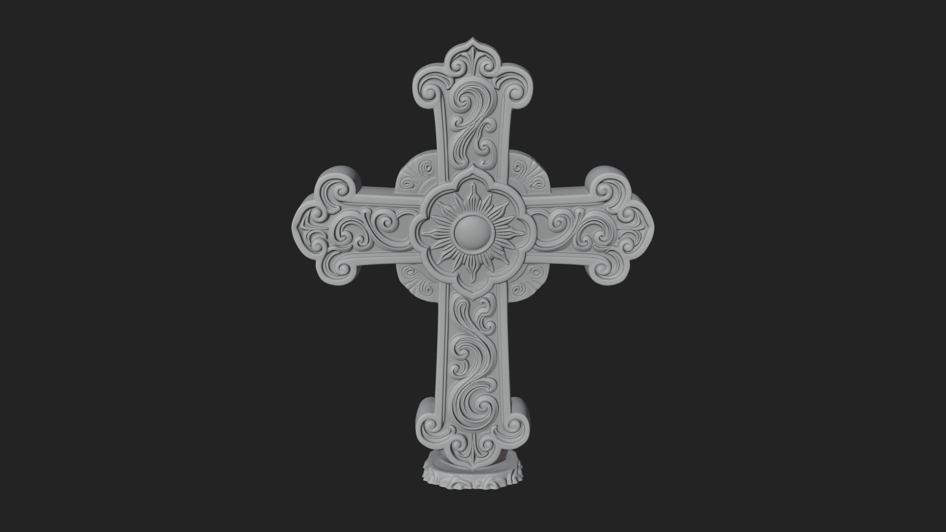 Carved Relief Wall Cross Design 92 3D Print Model 3D Model