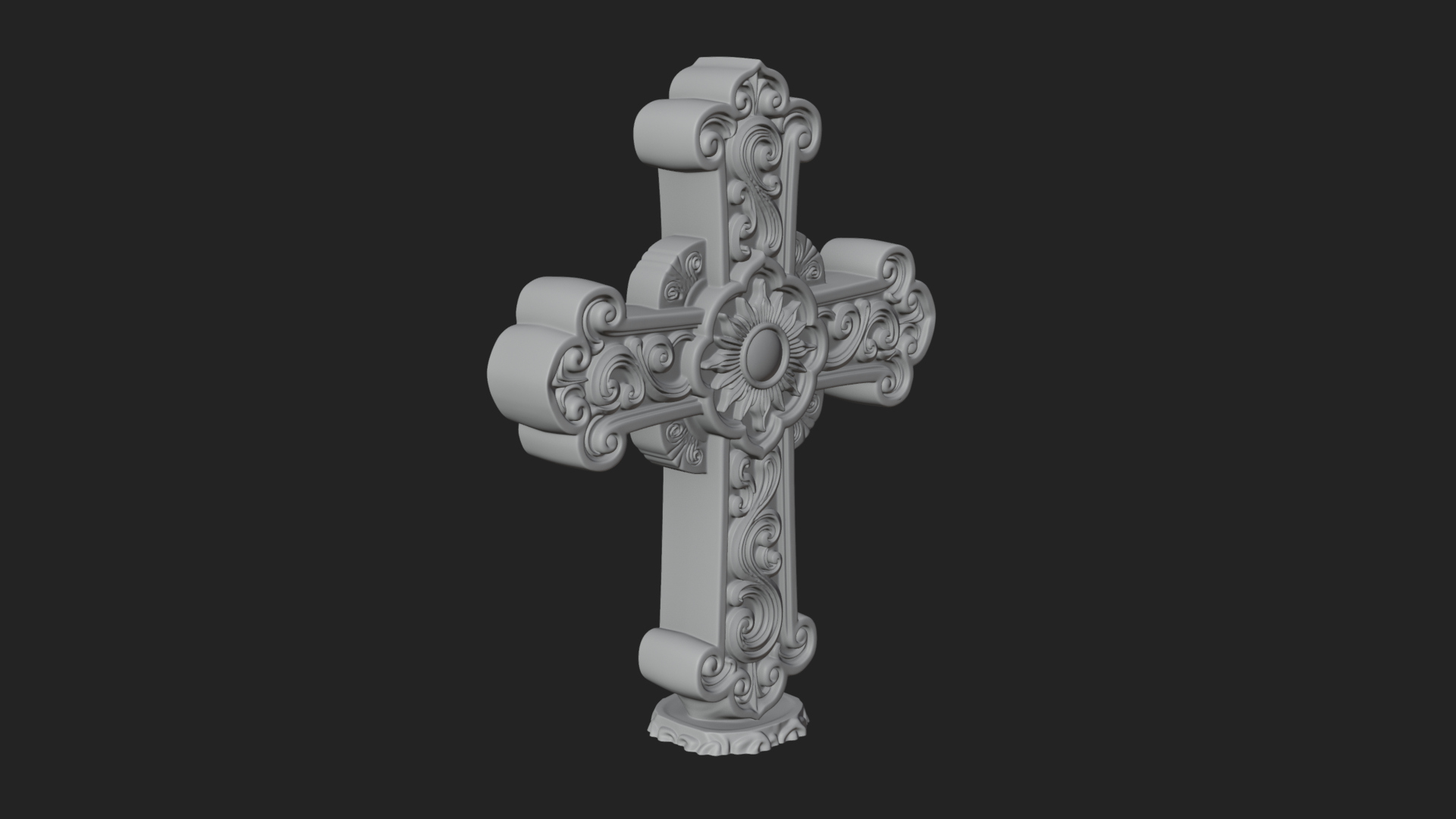 Carved Relief Wall Cross Design 92 3D Print Model 3D Model