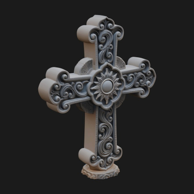 Carved Relief Wall Cross Design 92 3D Print Model