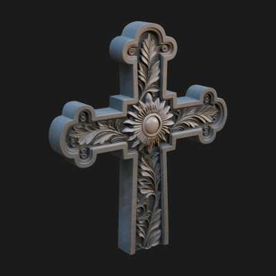 Carved Relief Wall Cross Design 95 3D Print Model