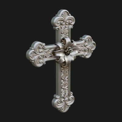 Carved Relief Wall Cross Design 96 3D Print Model