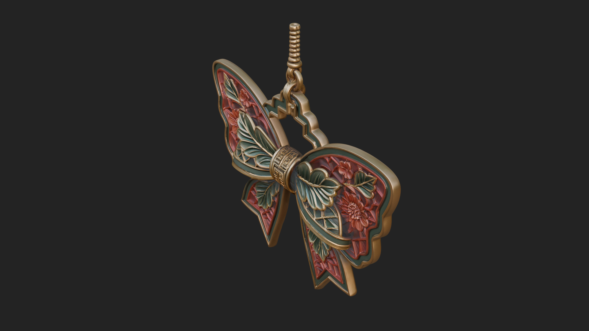 Carved Ribbon Bow Ornament Design 1 3D Print Model 3D Model
