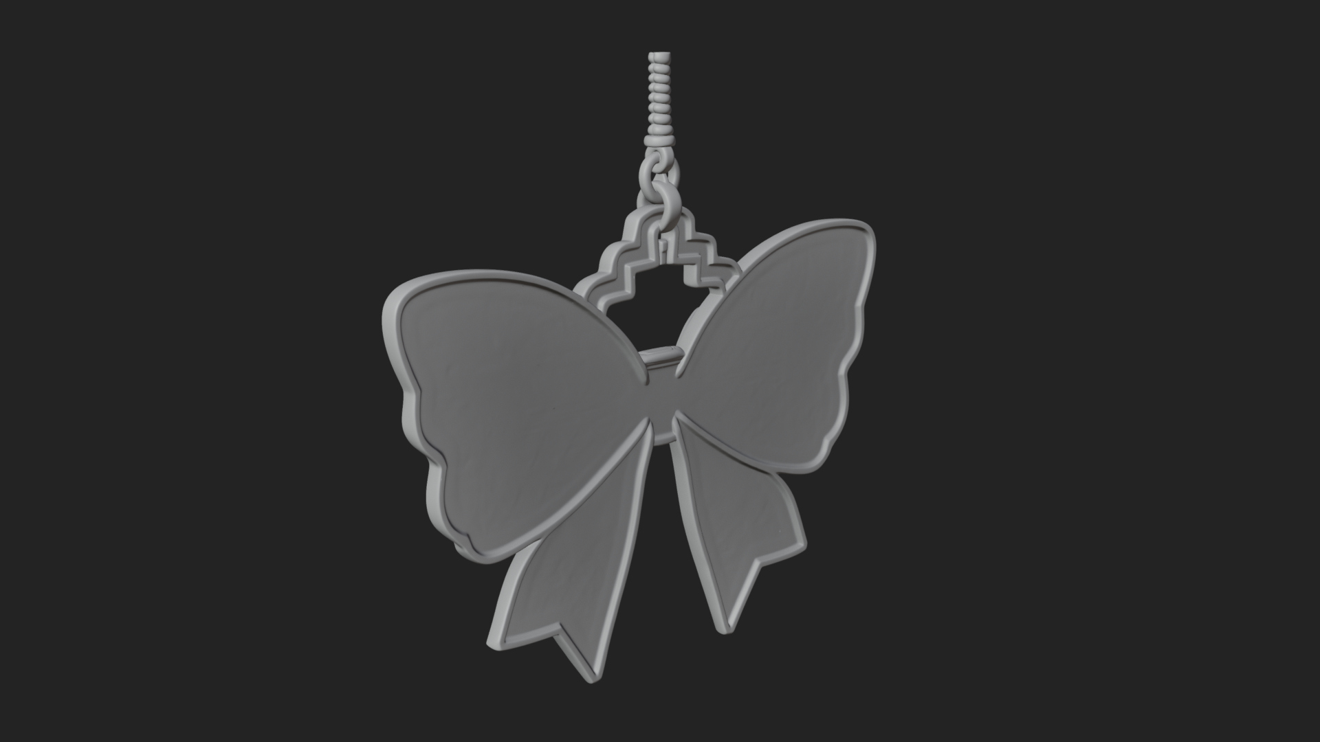 Carved Ribbon Bow Ornament Design 1 3D Print Model 3D Model