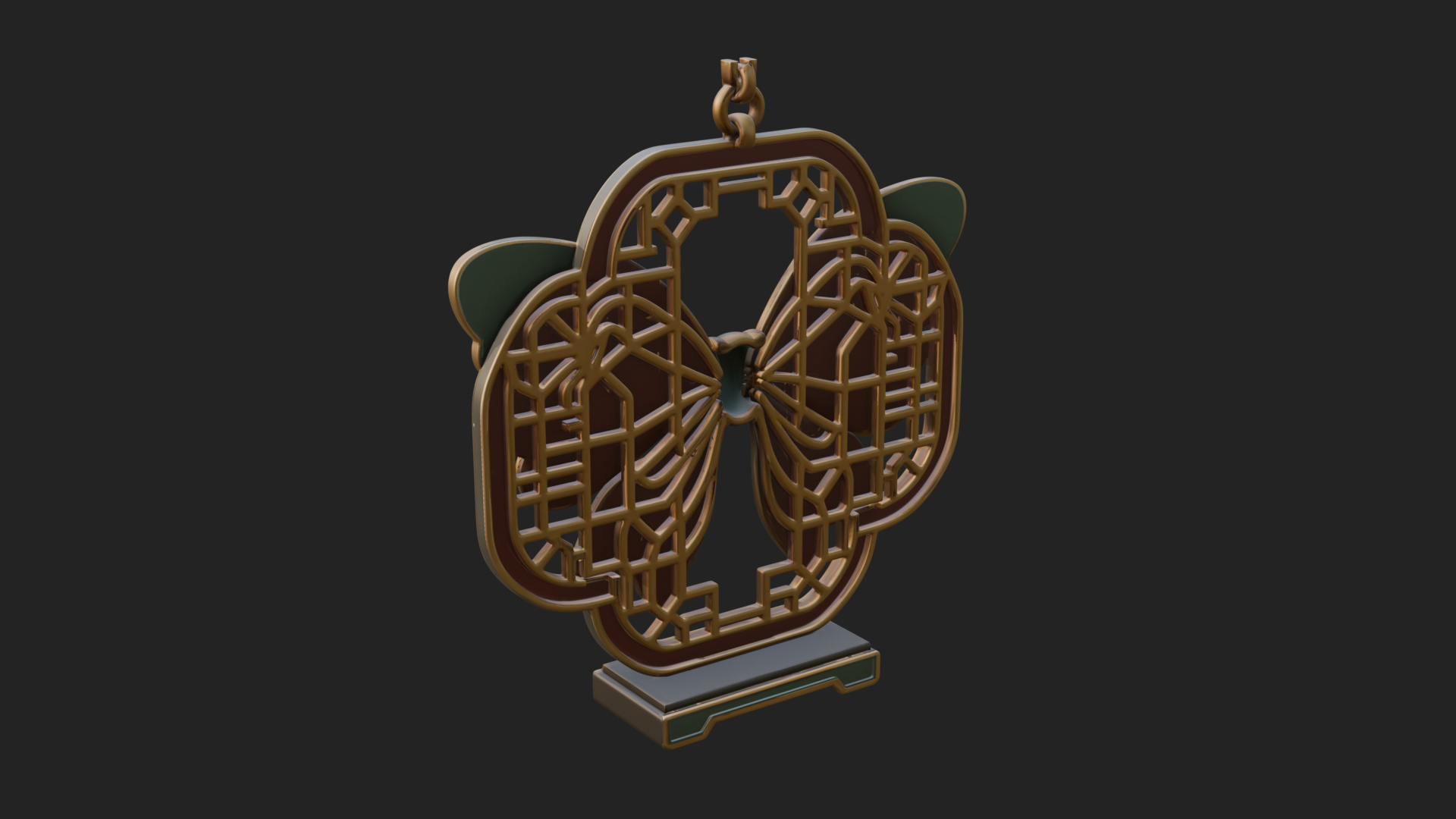Carved Ribbon Bow Ornament Design 2 3D Print Model 3D Model