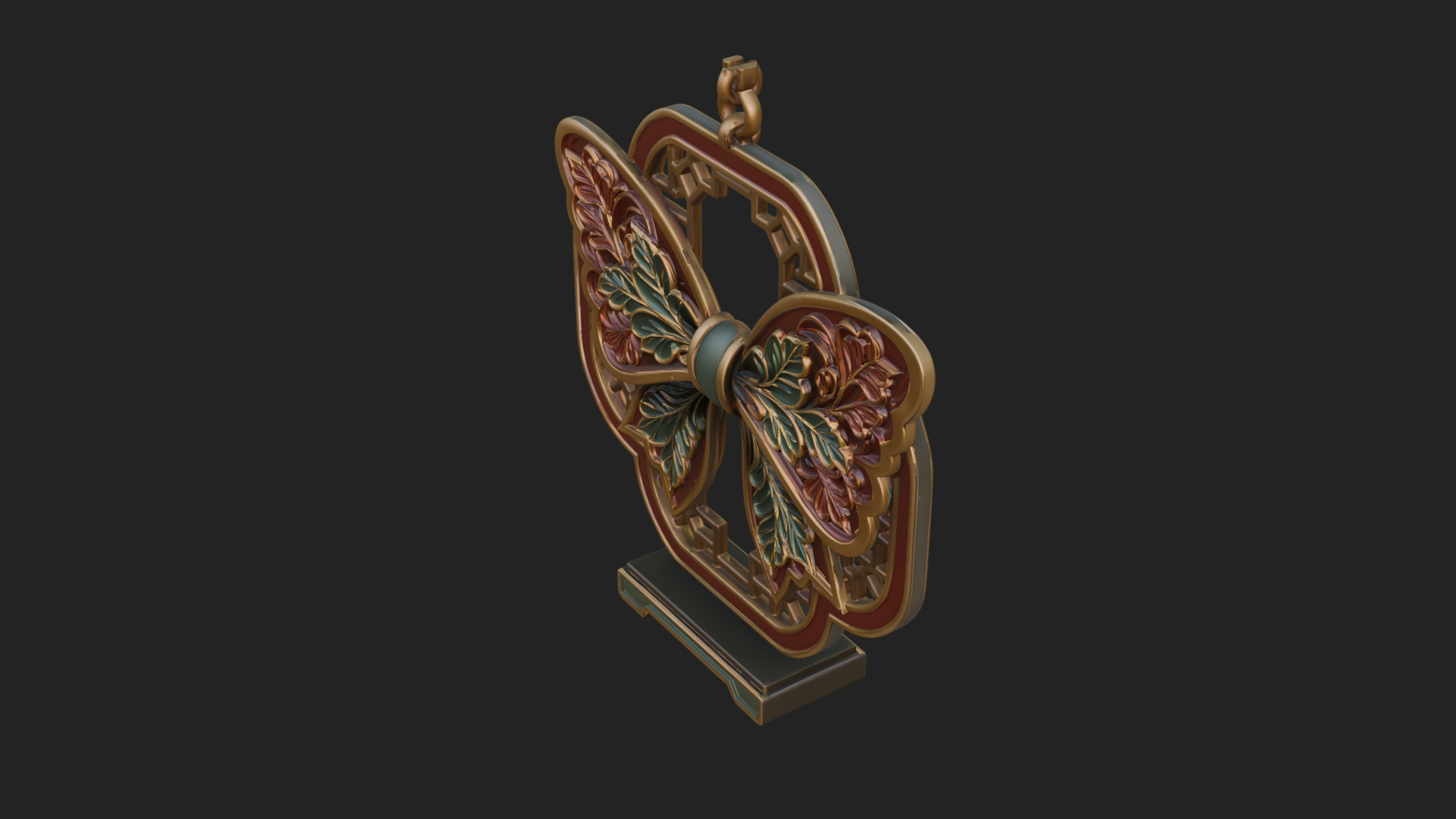 Carved Ribbon Bow Ornament Design 2 3D Print Model 3D Model