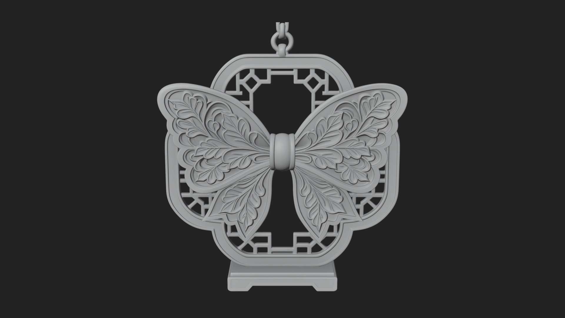 Carved Ribbon Bow Ornament Design 2 3D Print Model 3D Model