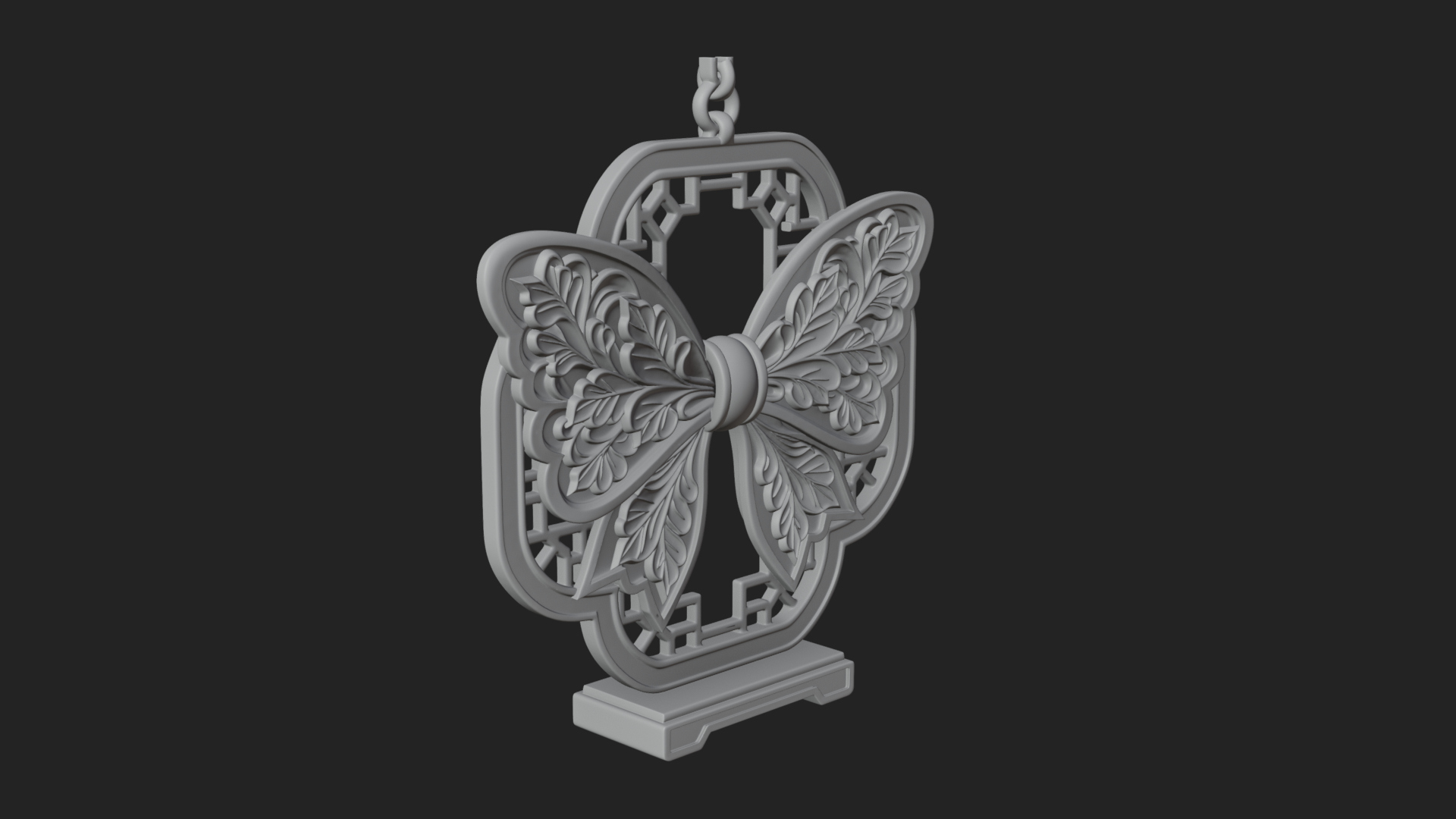 Carved Ribbon Bow Ornament Design 2 3D Print Model 3D Model