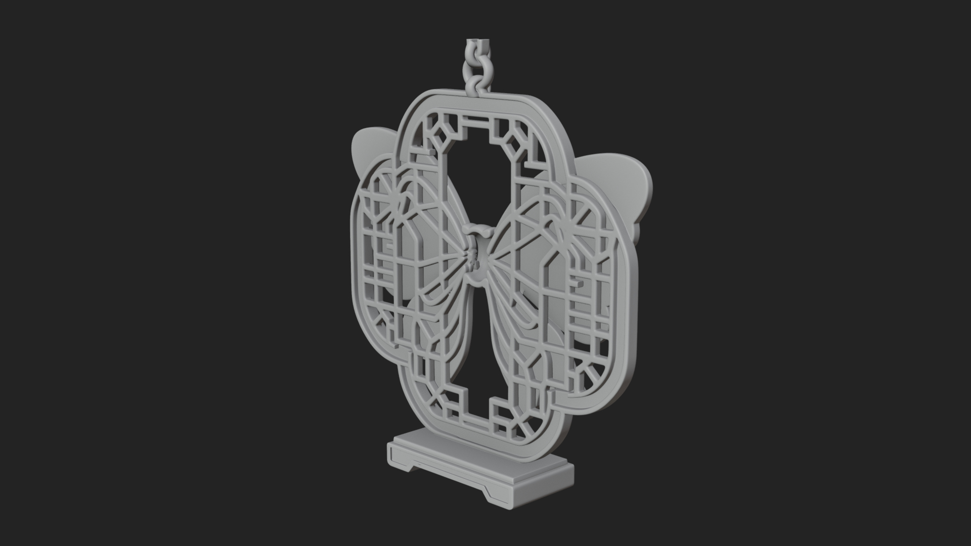 Carved Ribbon Bow Ornament Design 2 3D Print Model 3D Model