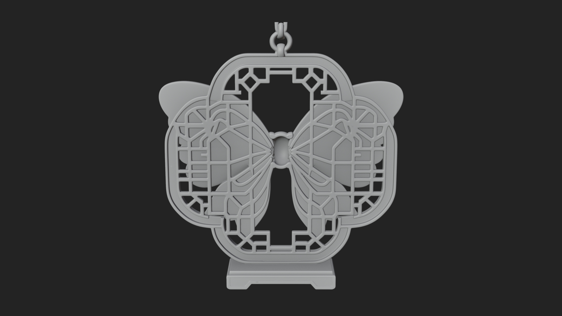 Carved Ribbon Bow Ornament Design 2 3D Print Model 3D Model