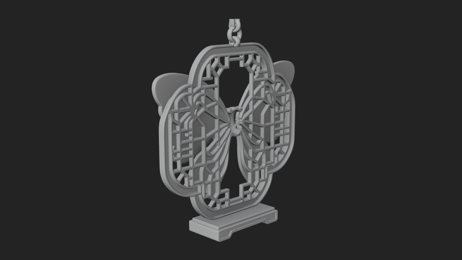 Carved Ribbon Bow Ornament Design 2 3D Print Model 3D Model