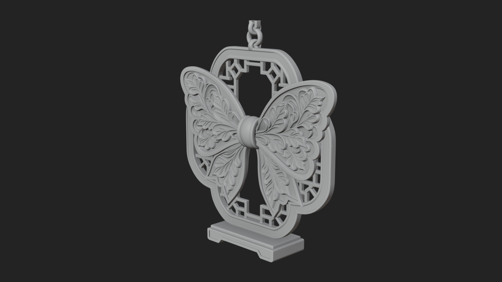 Carved Ribbon Bow Ornament Design 2 3D Print Model 3D Model