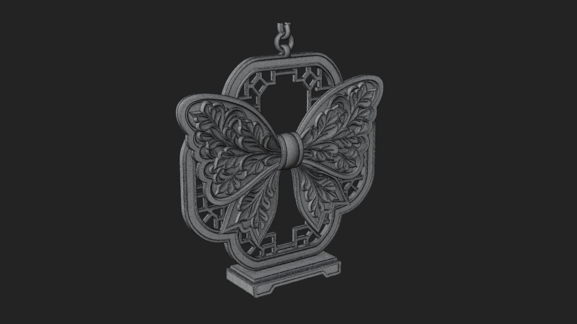 Carved Ribbon Bow Ornament Design 2 3D Print Model 3D Model