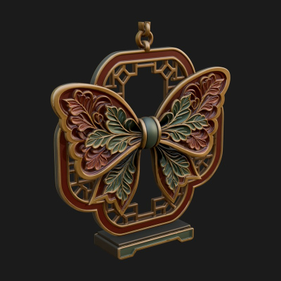Carved Ribbon Bow Ornament Design 2 3D Print Model