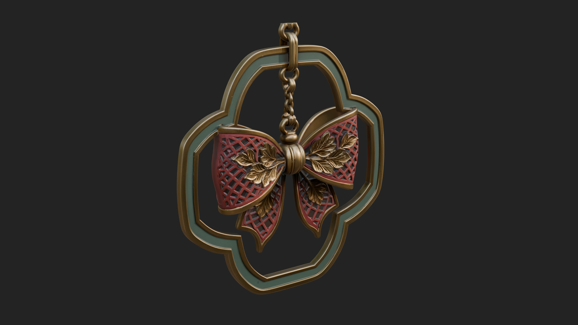 Carved Ribbon Bow Ornament Design 4 3D Print Model 3D Model