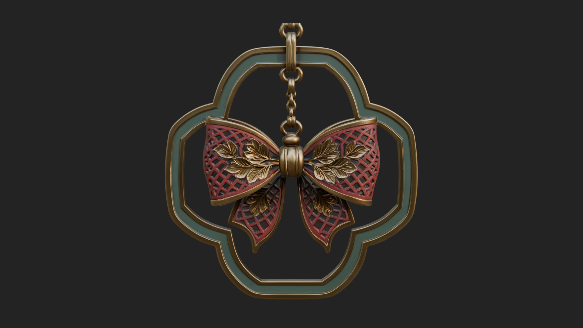 Carved Ribbon Bow Ornament Design 4 3D Print Model 3D Model