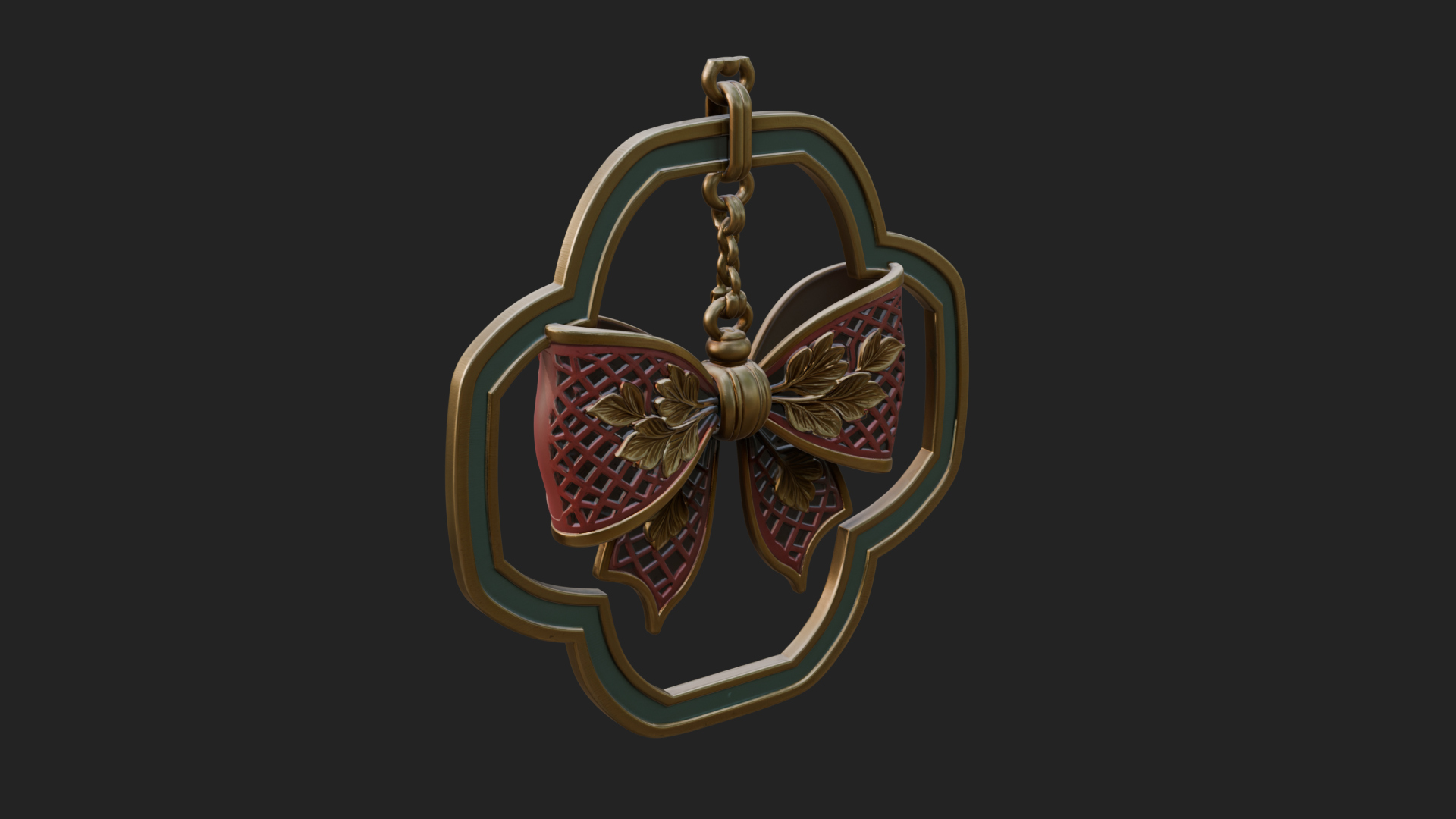 Carved Ribbon Bow Ornament Design 4 3D Print Model 3D Model