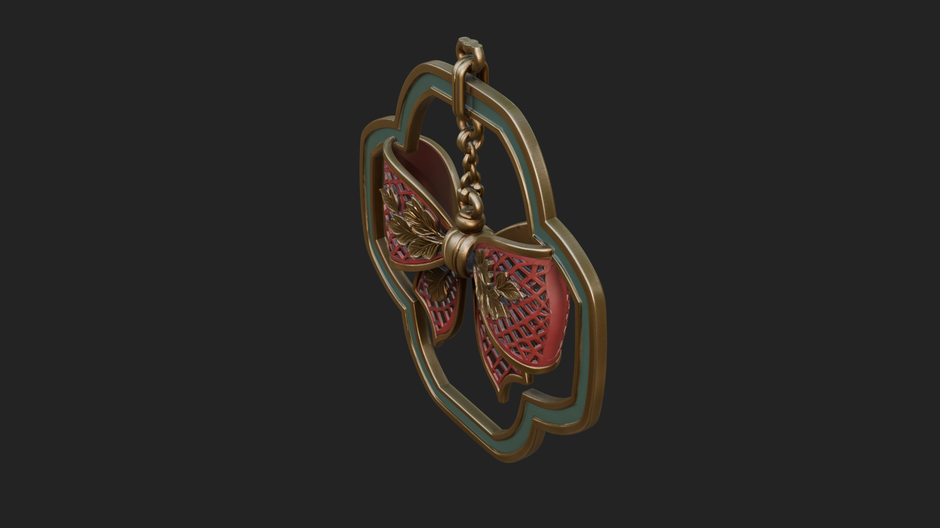 Carved Ribbon Bow Ornament Design 4 3D Print Model 3D Model