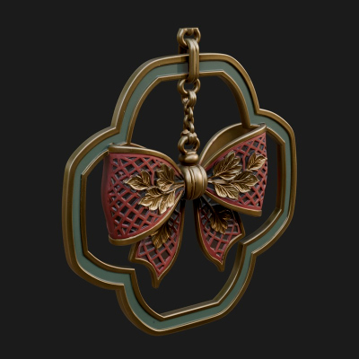 Carved Ribbon Bow Ornament Design 4 3D Print Model