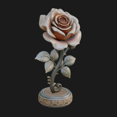 Carved Rose Ornament Design 1 3D Print Model