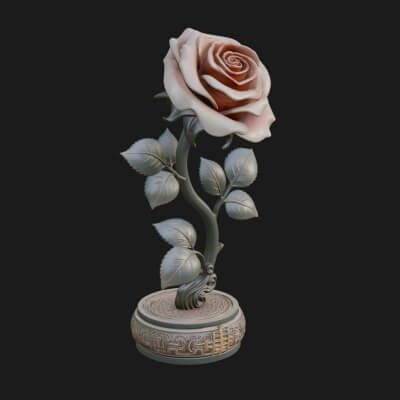 Carved Rose Ornament Design 2 3D Print Model