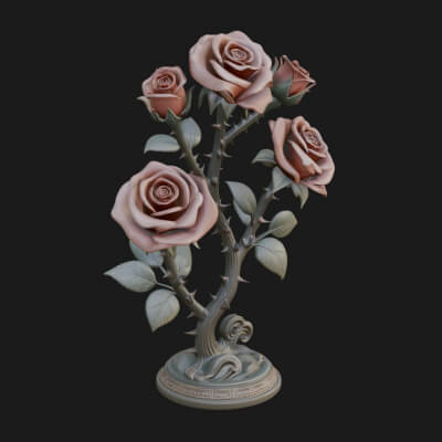 Carved Rose Ornament Design 3 3D Print Model