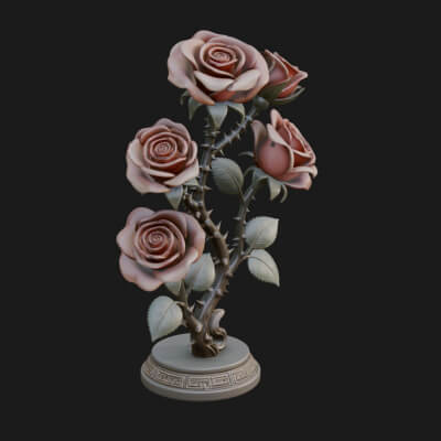 Carved Rose Ornament Design 4 3D Print Model