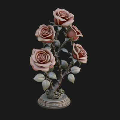 Carved Rose Ornament Design 5 3D Print Model