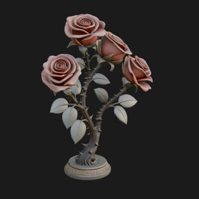Carved Rose Ornament Design 6 3D Print Model