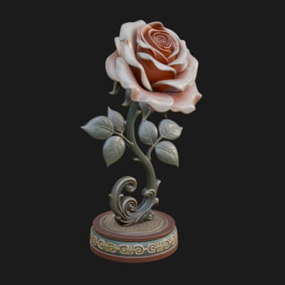 Carved Rose Ornament Design 7 3D Print Model