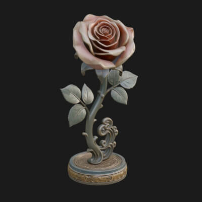 Carved Rose Ornament Design 8 3D Print Model