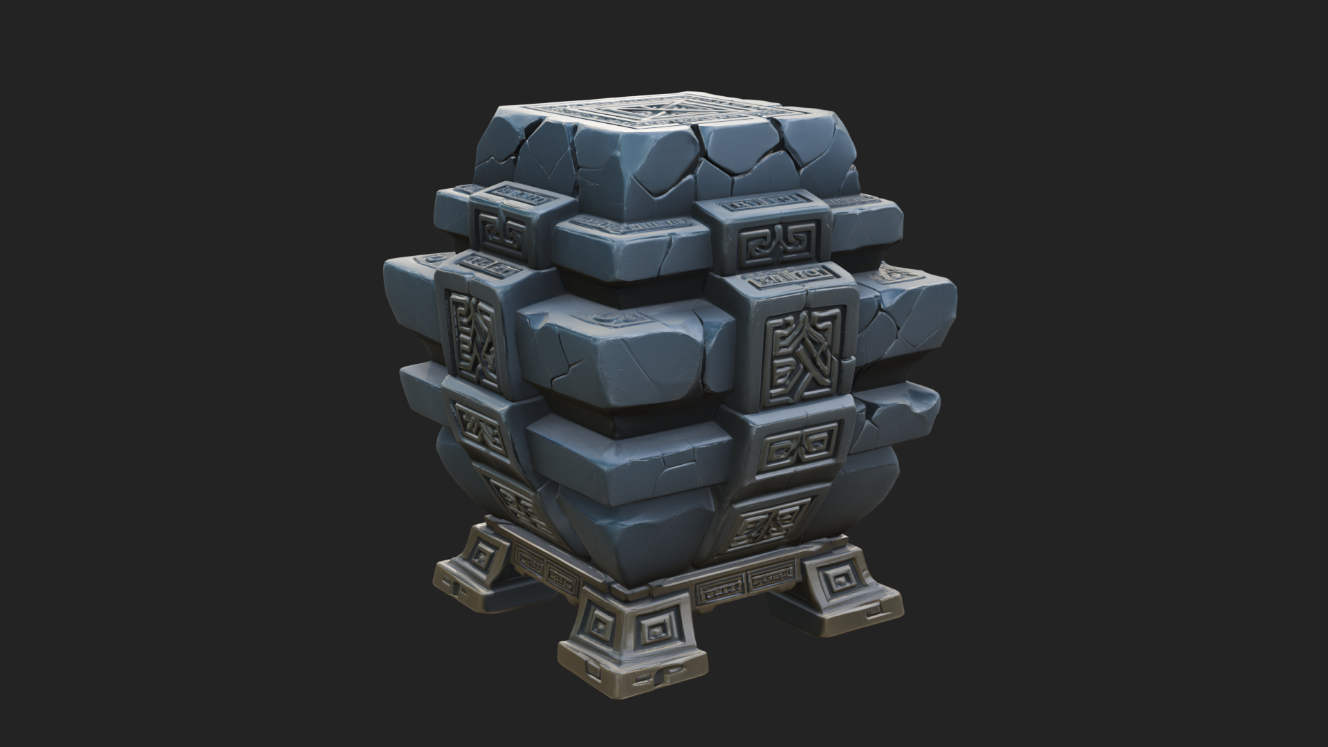 Carved Rune Stone Stack Model Design 1 3D Print Model 3D Model